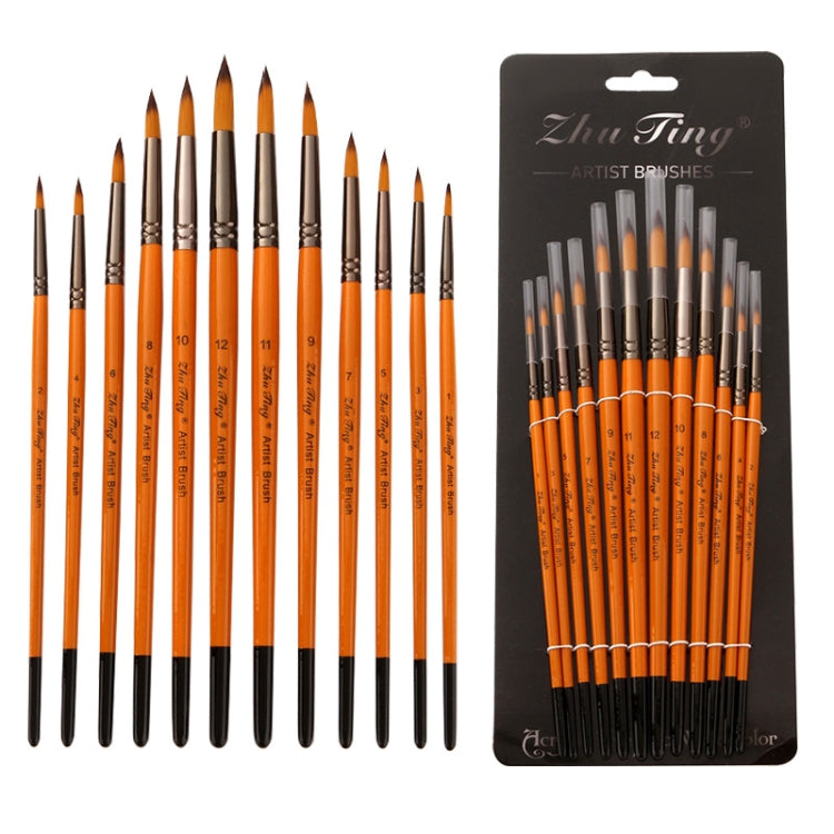Set 12 pennelli nylon per pittura acquerello e olio