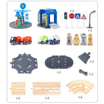 Set binari stradali in legno stazione di polizia bambini