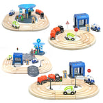 Set binari stradali in legno stazione di polizia bambini