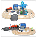 Set binari stradali in legno stazione di polizia bambini