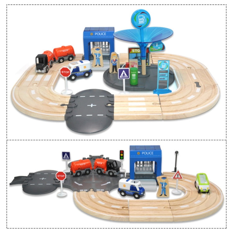 Set binari stradali in legno stazione di polizia bambini
