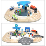 Set binari stradali in legno stazione di polizia bambini