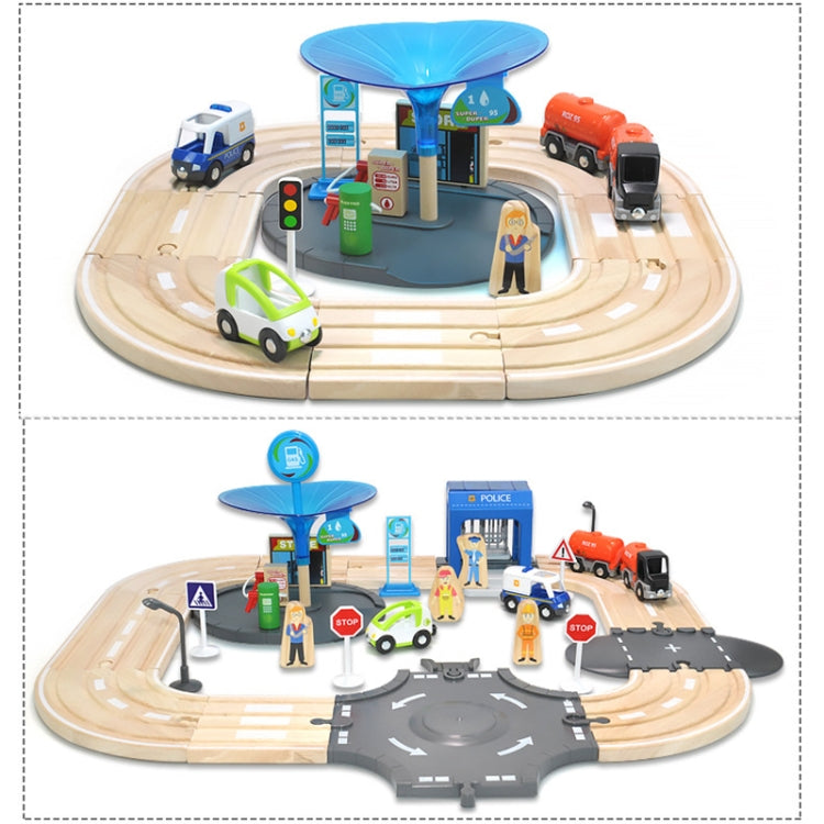 Set binari stradali in legno stazione di polizia bambini