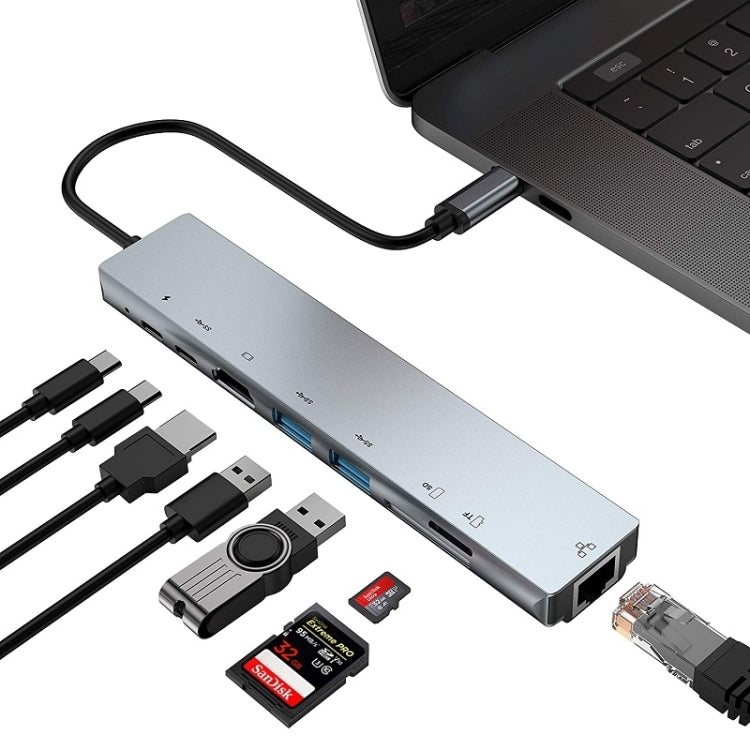 Docking Station Hub 8 in 1 USB-C 87W con HDMI e RJ45