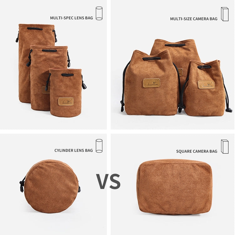 S.C.COTTON Liner Antiurto Protezione digitale Borsa per obiettivi SLR portatile Borsa per micro fotocamera singola, Round Black M, Round Khaki S, Round Blue S, Round Gray S, Round Brown S, Round Black S