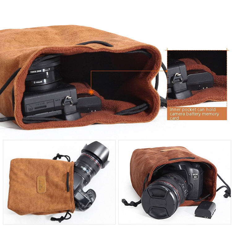 S.C.COTTON Liner Antiurto Protezione digitale Borsa per obiettivi SLR portatile Borsa per micro fotocamera singola, Round Black M, Round Khaki S, Round Blue S, Round Gray S, Round Brown S, Round Black S