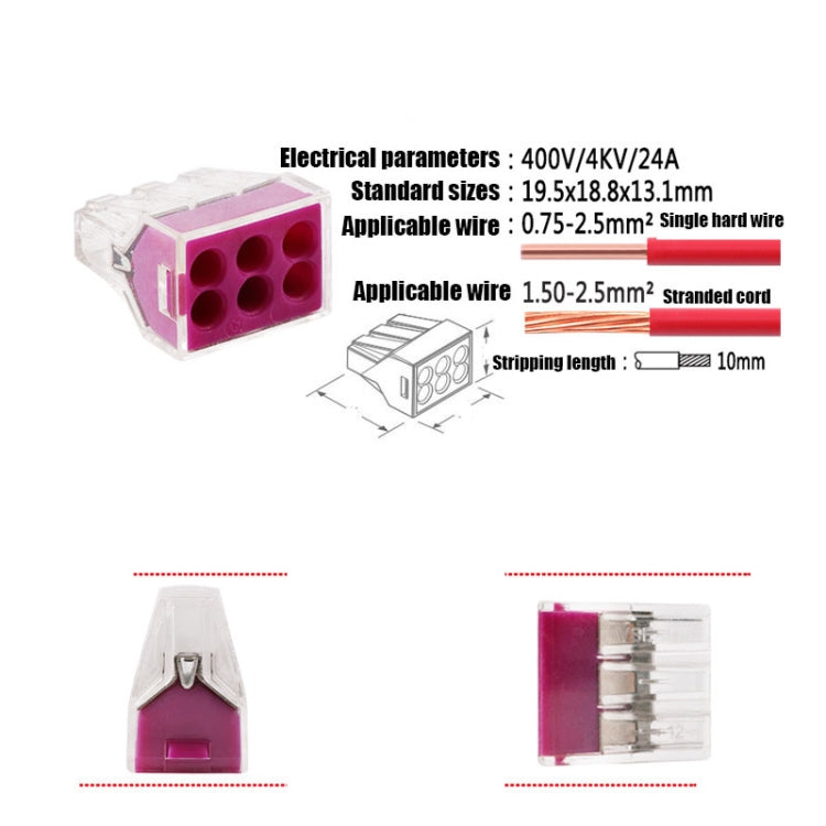 Terminale elettrico a innesto rapido 6 poli 24 A 400 V - immagine 3