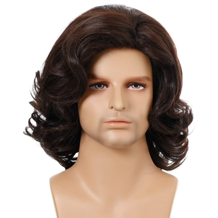 Parrucca uomo capelli ricci corti con frangia obliqua