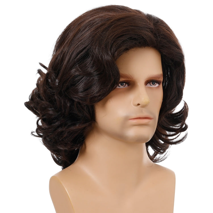 Parrucca uomo capelli ricci corti con frangia obliqua