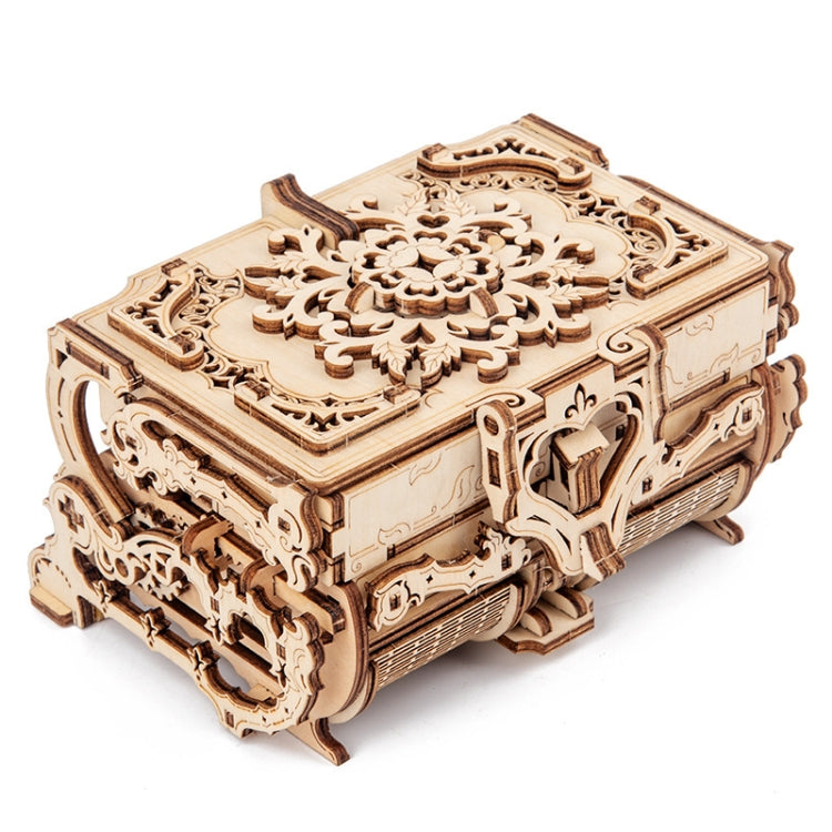 Modello 3D in legno Scatola antica ingranaggi rotanti