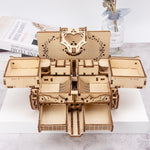 Modello 3D in legno Scatola antica ingranaggi rotanti