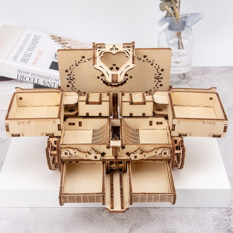 Modello 3D in legno Scatola antica ingranaggi rotanti