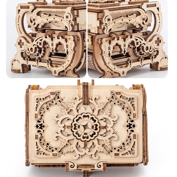Modello 3D in legno Scatola antica ingranaggi rotanti