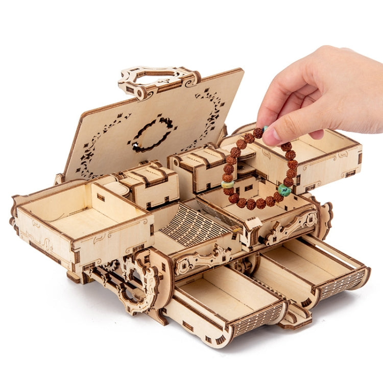 Modello 3D in legno Scatola antica ingranaggi rotanti
