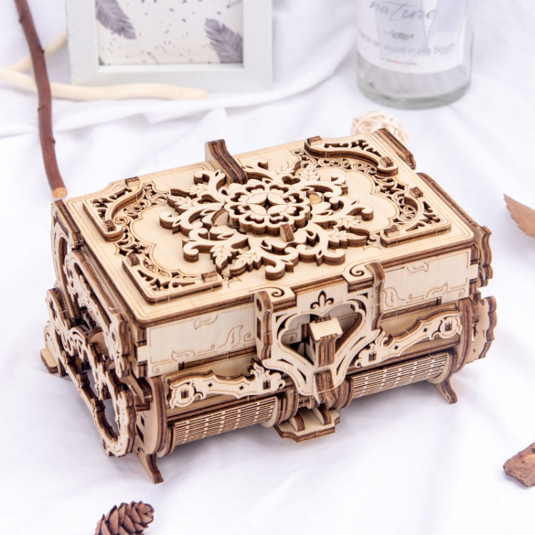 Modello 3D in legno Scatola antica ingranaggi rotanti