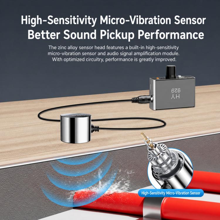 Rilevatore di perdite d'acqua HY-929 con doppie sonde, localizzatore acustico di perdite nelle tubature dell'acqua, diagnosi del rumore del motore, HY-929 EU Plug, HY-929 US Plug