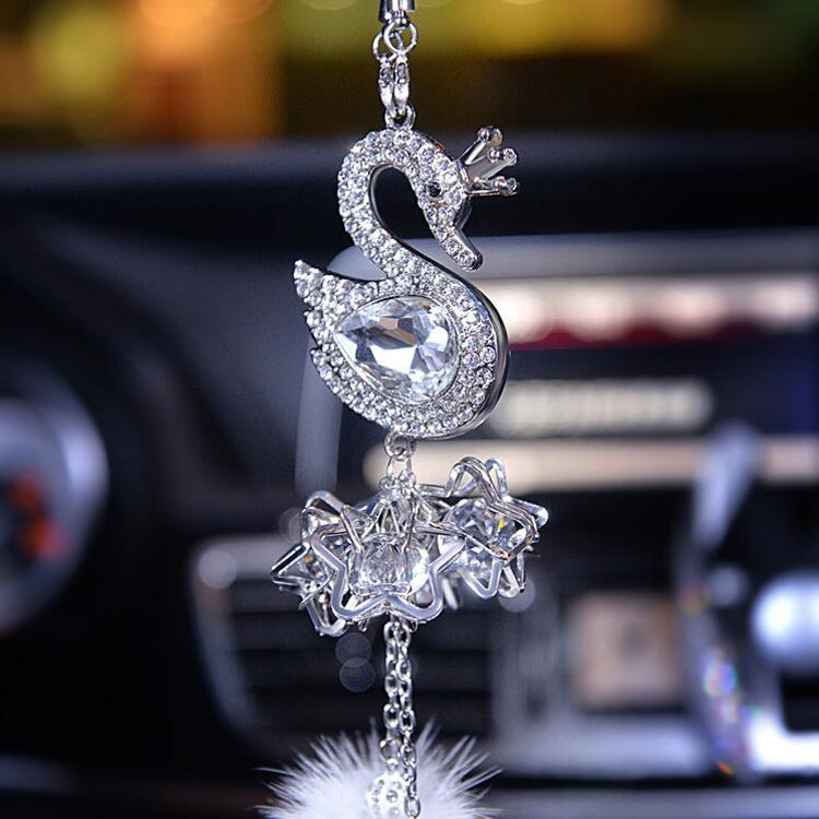 Ciondolo per auto Crystal Swan in cristallo artificiale