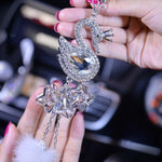 Ciondolo per auto Crystal Swan in cristallo artificiale