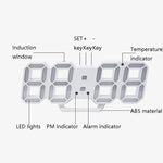 Sveglia LED 3D da parete con luce USB 29,5x5,5x10,5 cm