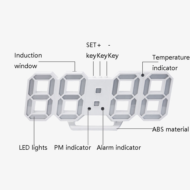 Sveglia LED 3D da parete con luce USB 29,5x5,5x10,5 cm
