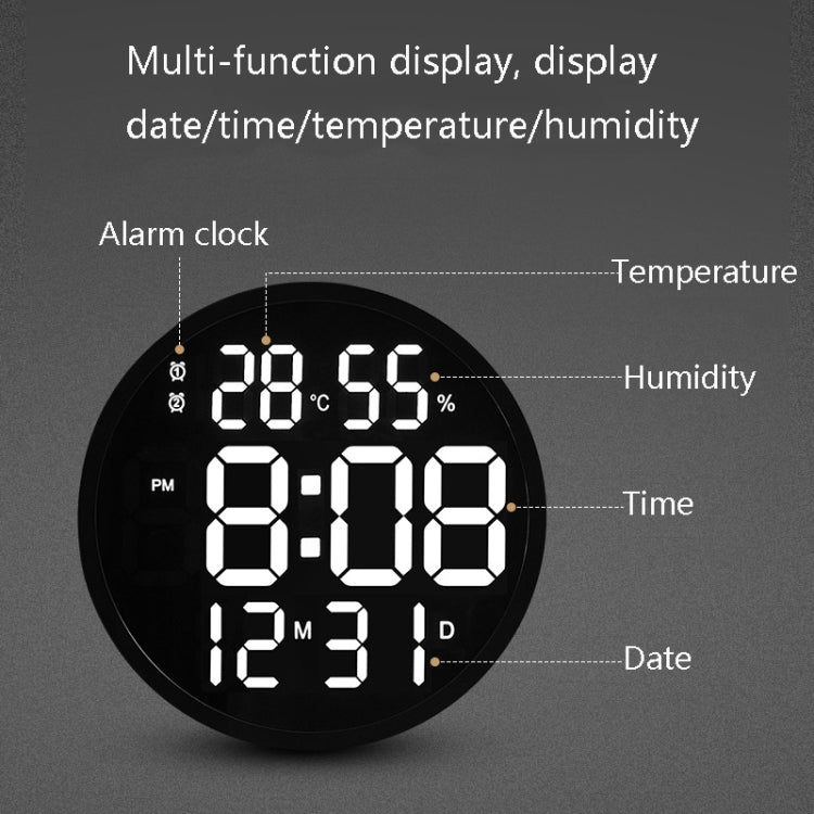 Orologio da parete LED 12 pollici con temperatura e umidità