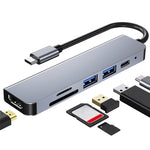Hub USB-C 6 in 1 con HDMI 4K, slot SD/TF e USB 3.0