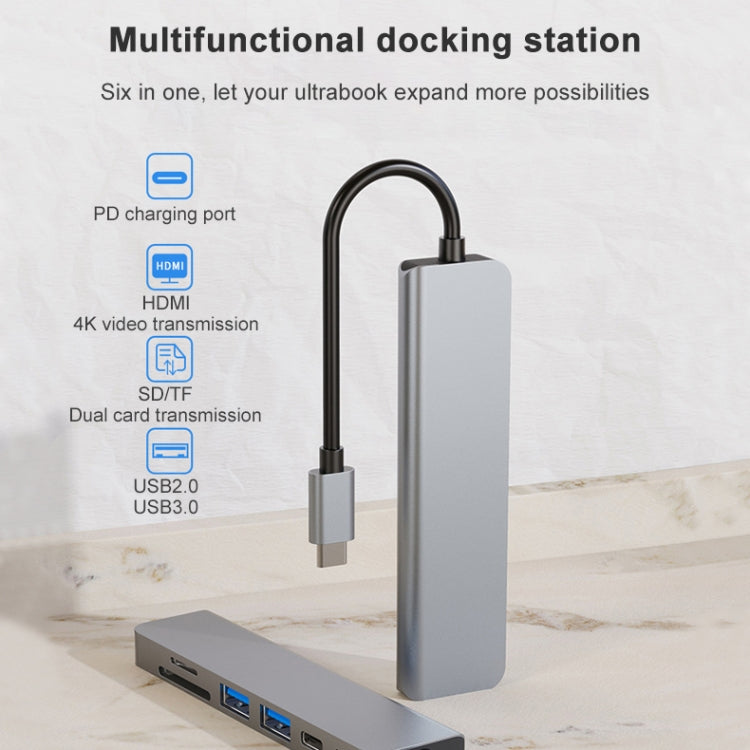 Hub USB-C 6 in 1 con HDMI 4K, slot SD/TF e USB 3.0