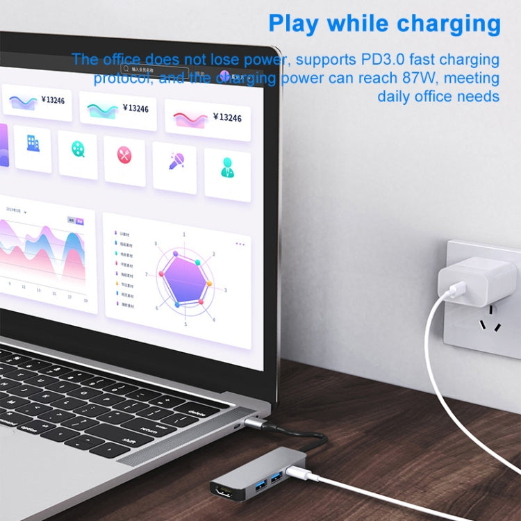 Docking station 3 in 1 USB-C con HDMI 4K e 2 porte USB 3.0
