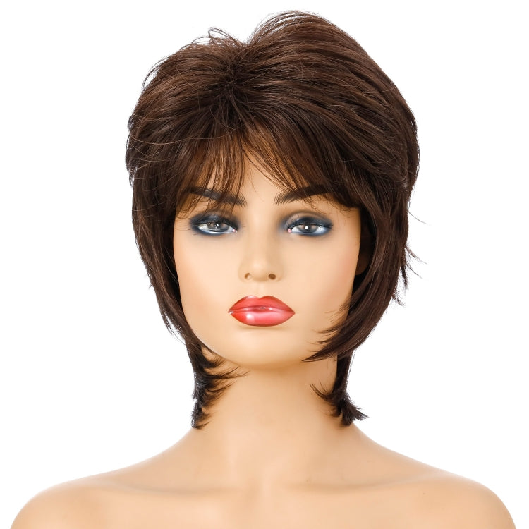 Parrucca capelli corti donna Full Bangs marrone
