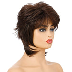 Parrucca capelli corti donna Full Bangs marrone