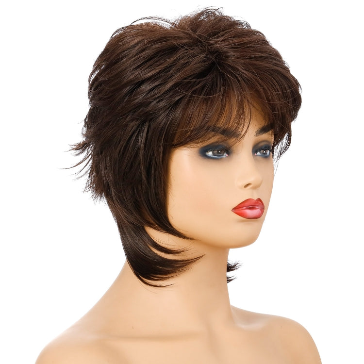 Parrucca capelli corti donna Full Bangs marrone