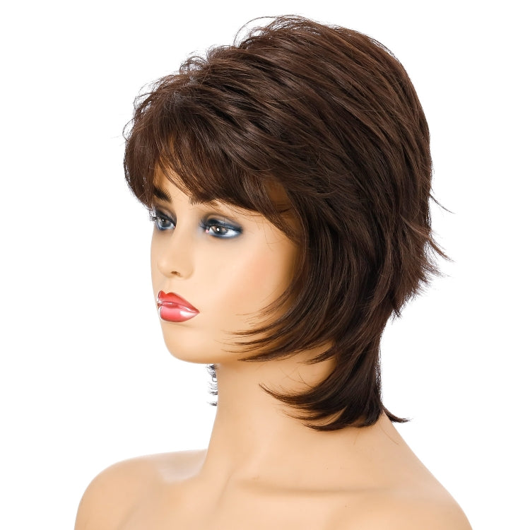 Parrucca capelli corti donna Full Bangs marrone