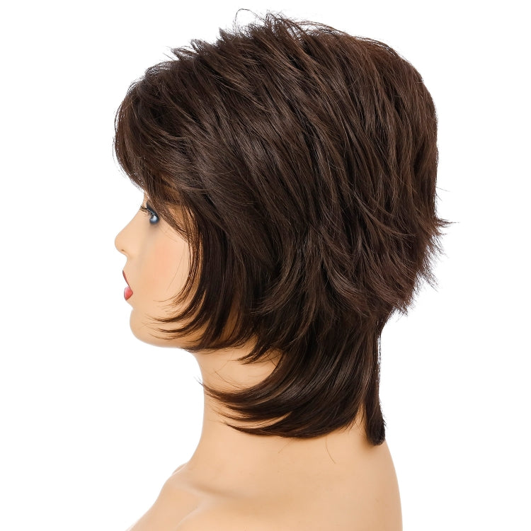 Parrucca capelli corti donna Full Bangs marrone