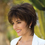 Parrucca capelli corti donna Full Bangs marrone