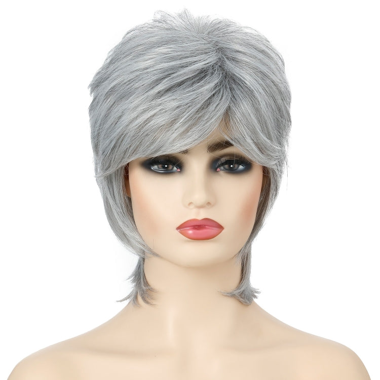 Parrucca femminile capelli corti fibra soffice Silver White