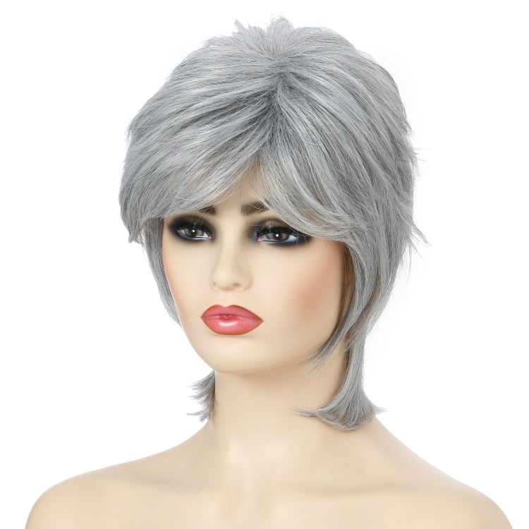 Parrucca femminile capelli corti fibra soffice Silver White