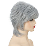 Parrucca femminile capelli corti fibra soffice Silver White