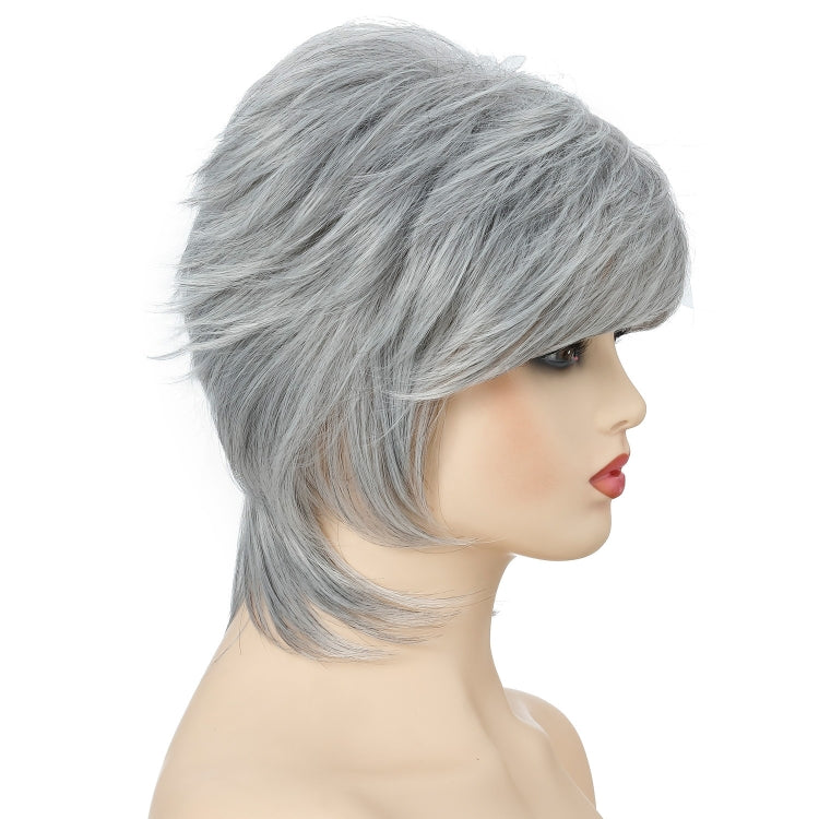 Parrucca femminile capelli corti fibra soffice Silver White