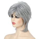 Parrucca femminile capelli corti fibra soffice Silver White
