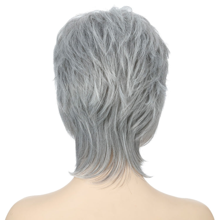 Parrucca femminile capelli corti fibra soffice Silver White