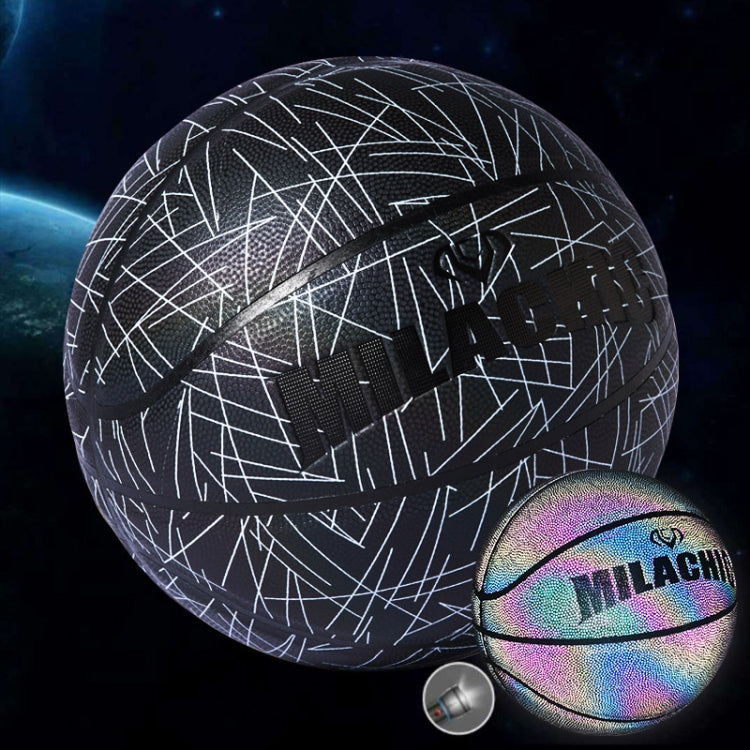 Pallone Basket Numero 7 PU Riflettente Arcobaleno