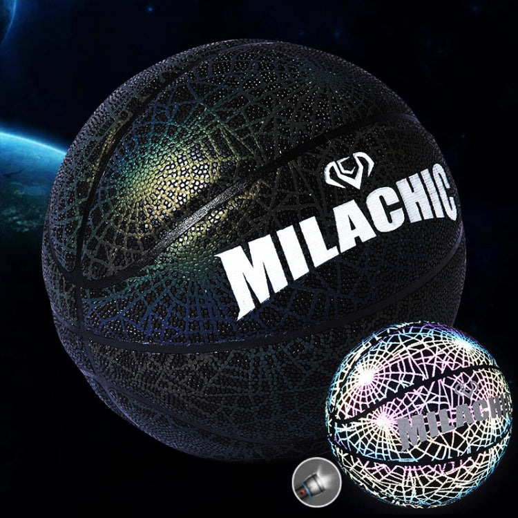 Pallone Basket Numero 7 PU Riflettente Arcobaleno