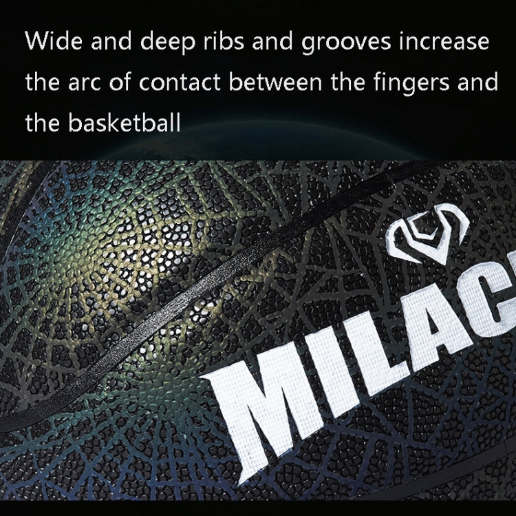 Pallone Basket Numero 7 PU Riflettente Arcobaleno