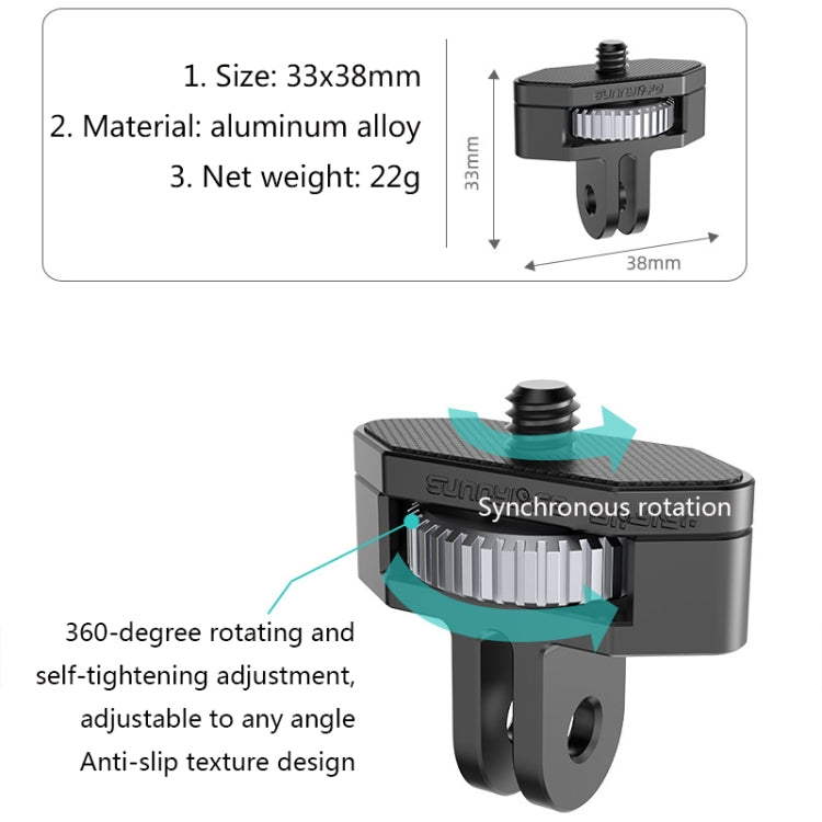 Sunnylife Adattatore regolabile in metallo da 1/4 di pollice per DJI Pocket 2 / FIMI PALM 2 / Insta360 One X-2