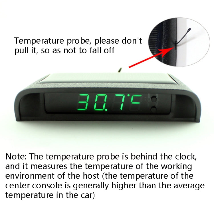 Orologio da auto con luce notturna solare Orologio elettronico automobilistico Temperatura, Time+Date+Week+Temperature