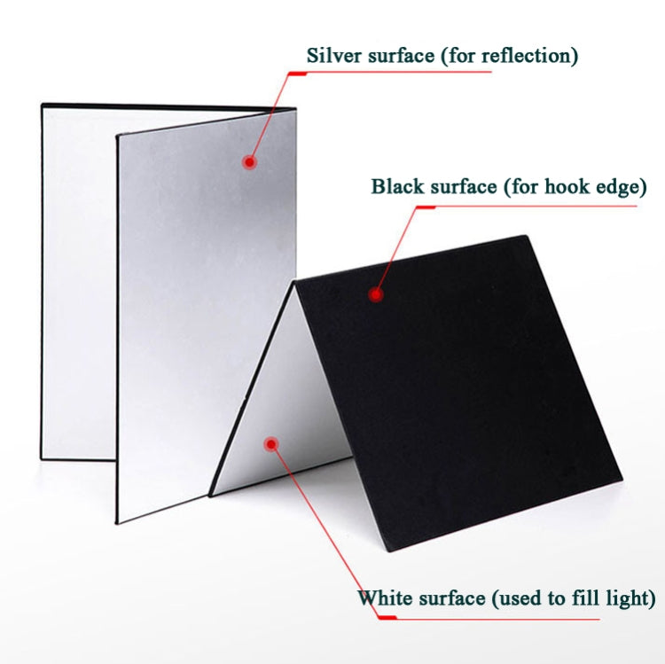 Lavagna riflettente 3 in 1 bianca + nera + argento A3 in cartone pieghevole per diffusore di luce, 3-in-1 A3 Cardboard Silver, 3-in-1 A3 Cardboard Gold