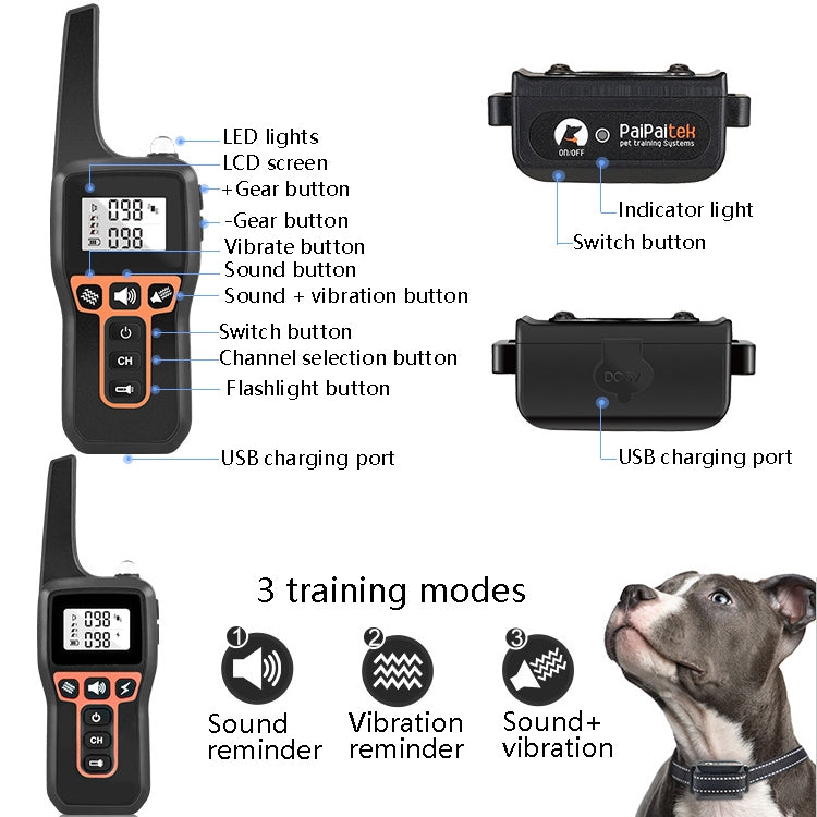 Collare anti-abbaio vibrante PaiPaitek PD529V-1 1000m