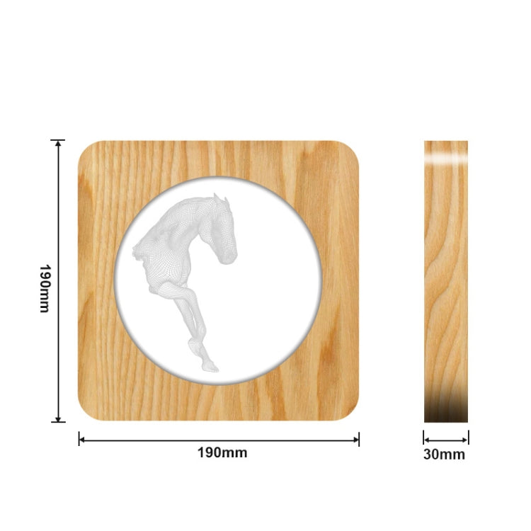 Lampada da tavolo in legno 3D cavallo LED USB