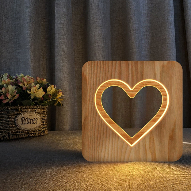 Luce notturna in legno LED per San Valentino 24x20 cm