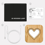 Luce notturna in legno LED per San Valentino 24x20 cm